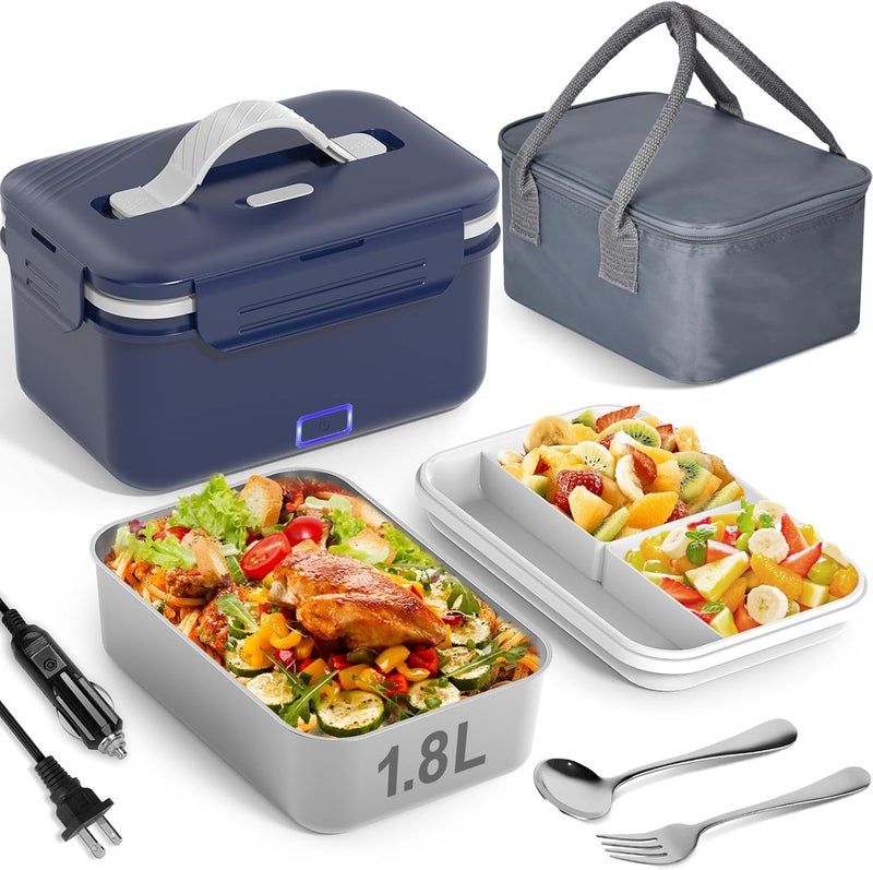 Vabaso Electric Lunch Box Food Heater, 1.8L/61oz Heated Lunchbox for Adults Work/Home Car/Truck, Food Warmer Heating Lunchboxes with Removable Container, 100W - Image 1